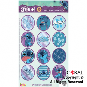 STITCH STICKERS AUTOADHESIVOS X 24 UNIDADES